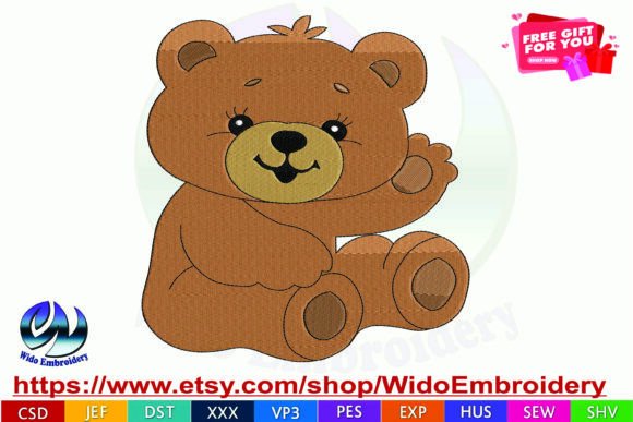 Bear Embroidery Design, 10 Formats