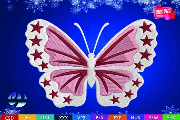 Butterfly Embroidery Design, 10 Formats