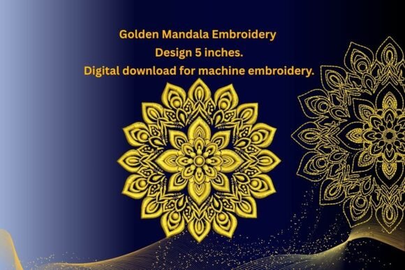 Golden Mandala Embroidery Design for Seasonal Sales