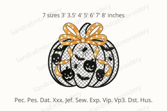 Pumpkin with Bow Machine Embroidery Design