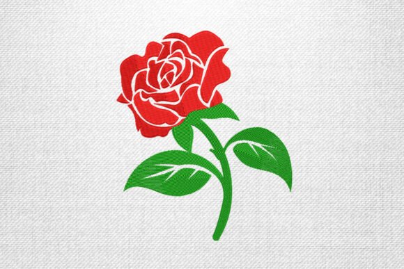 Red Rose Embroidery Design Pattern for Holiday Collections